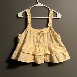 Ruffle Babydoll Croptop yellow gingham